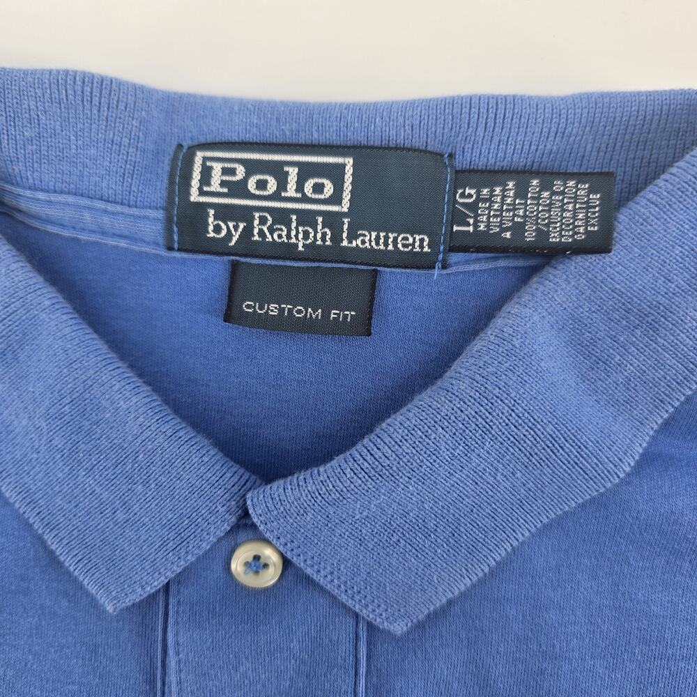 Polo Ralph Lauren Polo Shirt Mens L Large Light Blue Custom Fit Pony Logo Pique - Picture 2 of 8